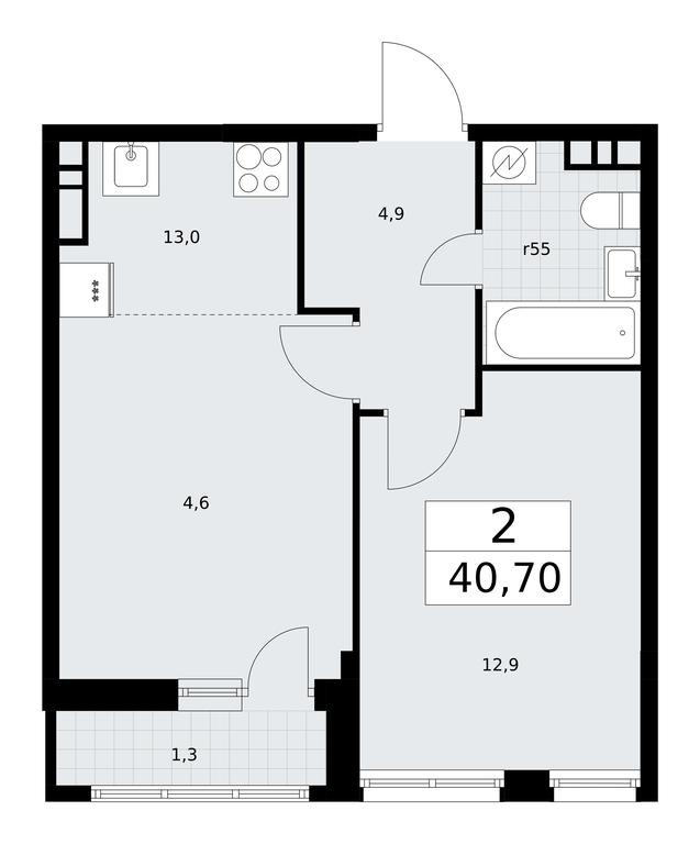 1-BD Apartment Sale, 40.7平方米 at Rodniye Kvartaly, Kvartal № 33, Marushkinskoye Settlement, Moscow, Russia #1 1-BD Apartment Sale, 40.7平方米 at Rodniye Kvartaly, Kvartal № 33, Marushkinskoye Settlement, Moscow, Russia #1