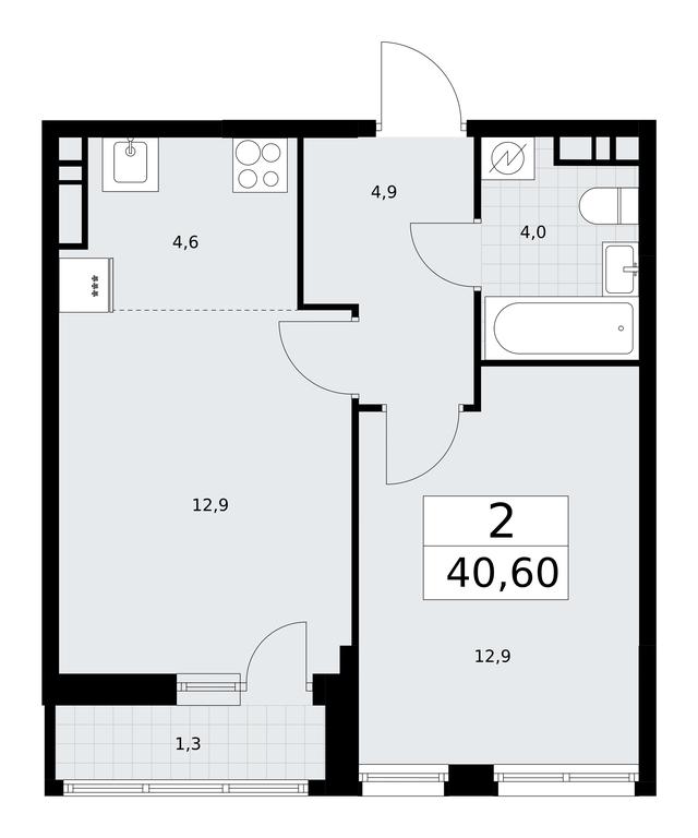 Продажа 1-комн. квартиры, 40,6 м² в ЖК «Родные кварталы», Квартал № 33, поселение Марушкинское, Москва, Россия #1