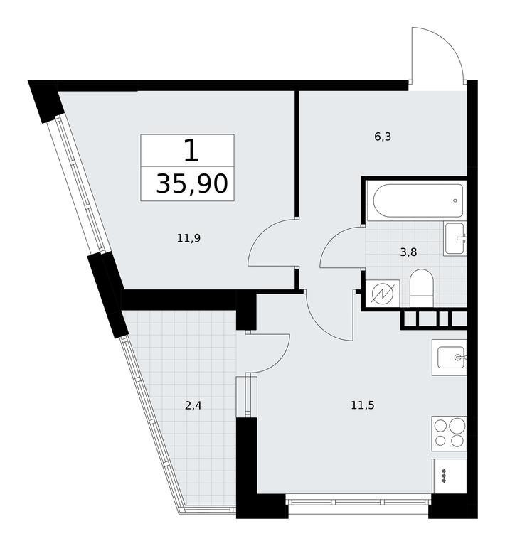 Apartment Sale, 35.9平方米 at Rodniye Kvartaly, Kvartal № 33, Marushkinskoye Settlement, Moscow, Russia #1 Apartment Sale, 35.9平方米 at Rodniye Kvartaly, Kvartal № 33, Marushkinskoye Settlement, Moscow, Russia #1