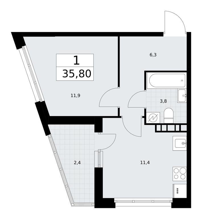 Apartment Sale, 35.8平方米 at Rodniye Kvartaly, Kvartal № 33, Marushkinskoye Settlement, Moscow, Russia #1 Apartment Sale, 35.8平方米 at Rodniye Kvartaly, Kvartal № 33, Marushkinskoye Settlement, Moscow, Russia #1