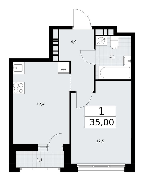 Apartment Sale, 35平方米 at Rodniye Kvartaly, Kvartal № 33, Marushkinskoye Settlement, Moscow, Russia #1