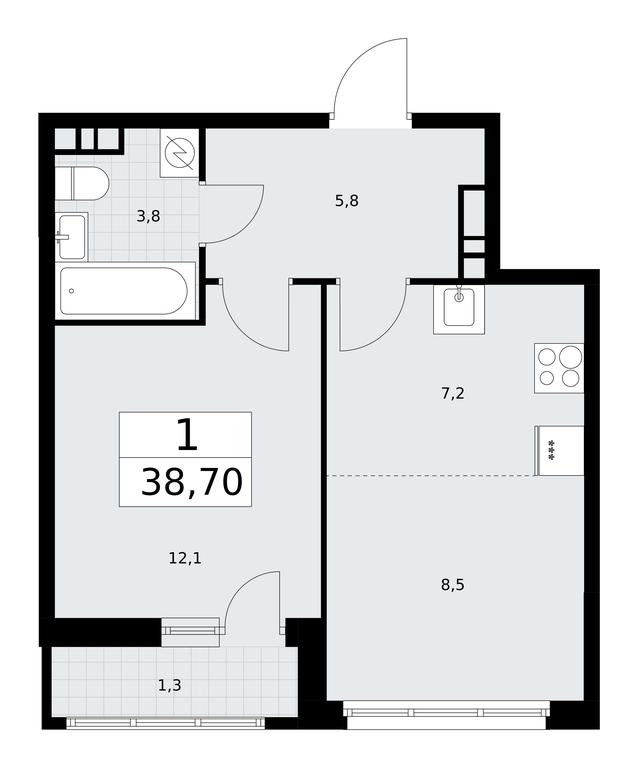 1-BD Apartment Sale, 38.7平方米 at Rodniye Kvartaly, Kvartal № 33, Marushkinskoye Settlement, Moscow, Russia #1 1-BD Apartment Sale, 38.7平方米 at Rodniye Kvartaly, Kvartal № 33, Marushkinskoye Settlement, Moscow, Russia #1