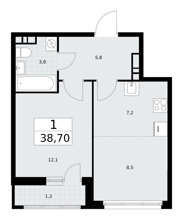 1-BD Apartment Sale, 38.7平方米 at Rodniye Kvartaly, Kvartal № 33, Marushkinskoye Settlement, Moscow, Russia #1 1-BD Apartment Sale, 38.7平方米 at Rodniye Kvartaly, Kvartal № 33, Marushkinskoye Settlement, Moscow, Russia #1