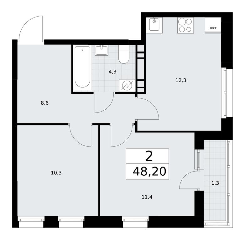 1-BD Apartment Sale, 48.2平方米 at Rodniye Kvartaly, Kvartal № 33, Marushkinskoye Settlement, Moscow, Russia #1 1-BD Apartment Sale, 48.2平方米 at Rodniye Kvartaly, Kvartal № 33, Marushkinskoye Settlement, Moscow, Russia #1