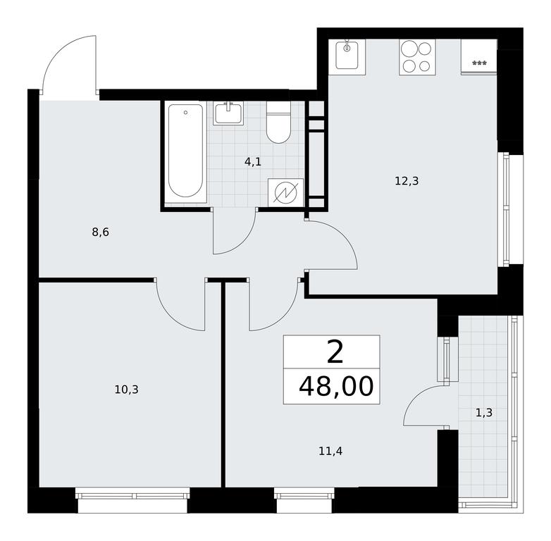 1-BD Apartment Sale, 48平方米 at Rodniye Kvartaly, Kvartal № 33, Marushkinskoye Settlement, Moscow, Russia #1 1-BD Apartment Sale, 48平方米 at Rodniye Kvartaly, Kvartal № 33, Marushkinskoye Settlement, Moscow, Russia #1