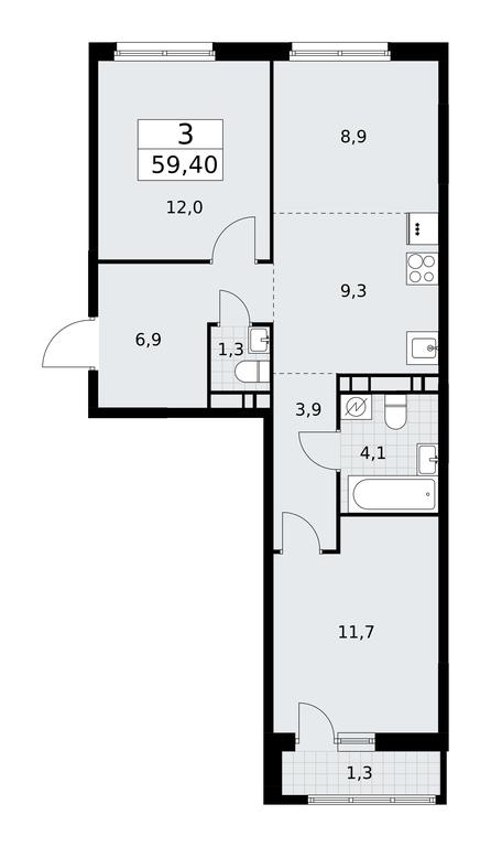 2-BD Apartment Sale, 59.4平方米 at Rodniye Kvartaly, Kvartal № 33, Marushkinskoye Settlement, Moscow, Russia #1 2-BD Apartment Sale, 59.4平方米 at Rodniye Kvartaly, Kvartal № 33, Marushkinskoye Settlement, Moscow, Russia #1