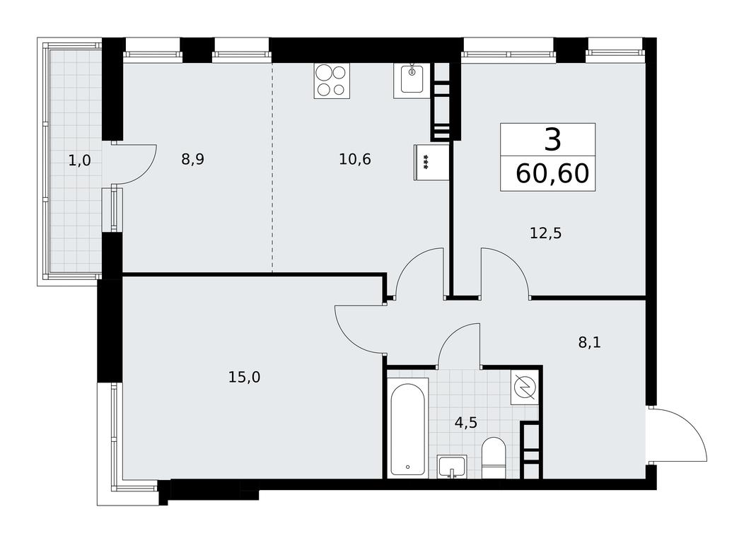 2-BD Apartment Sale, 60.6平方米 at Rodniye Kvartaly, Kvartal № 33, Marushkinskoye Settlement, Moscow, Russia #1 2-BD Apartment Sale, 60.6平方米 at Rodniye Kvartaly, Kvartal № 33, Marushkinskoye Settlement, Moscow, Russia #1