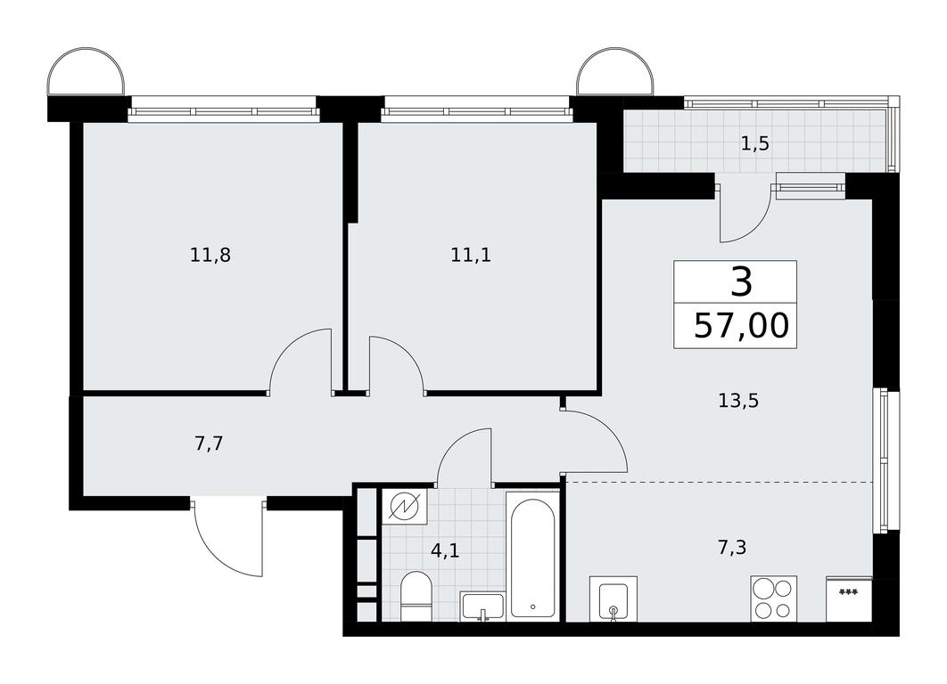 2-BD Apartment Sale, 57平方米 at Rodniye Kvartaly, Kvartal № 33, Marushkinskoye Settlement, Moscow, Russia #1 2-BD Apartment Sale, 57平方米 at Rodniye Kvartaly, Kvartal № 33, Marushkinskoye Settlement, Moscow, Russia #1
