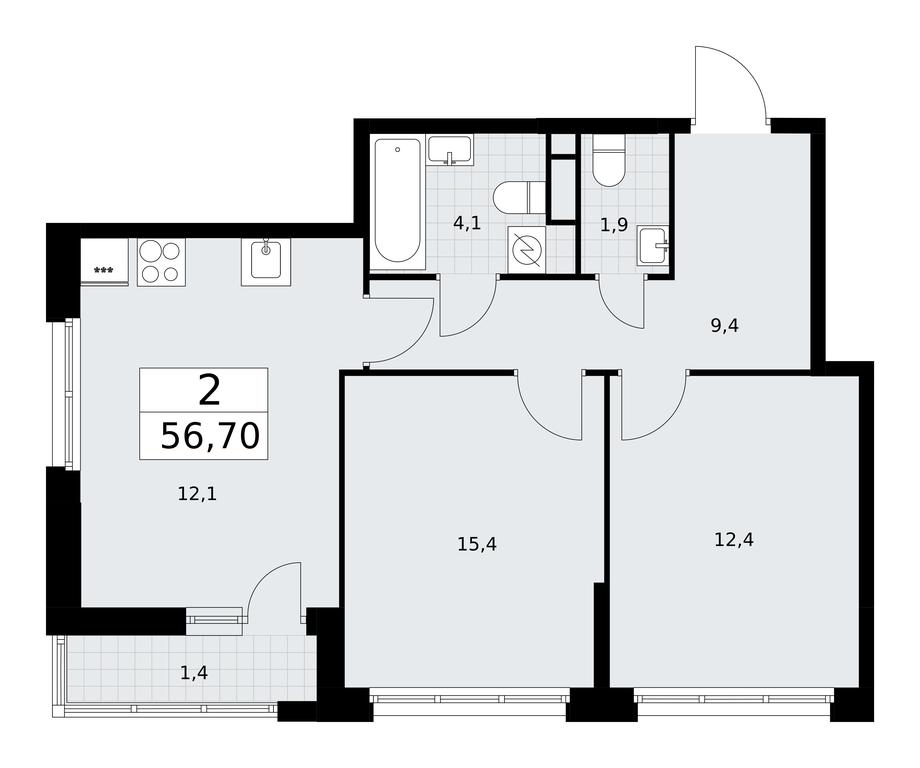1-BD Apartment Sale, 56.7平方米 at Rodniye Kvartaly, Kvartal № 33, Marushkinskoye Settlement, Moscow, Russia #1 1-BD Apartment Sale, 56.7平方米 at Rodniye Kvartaly, Kvartal № 33, Marushkinskoye Settlement, Moscow, Russia #1