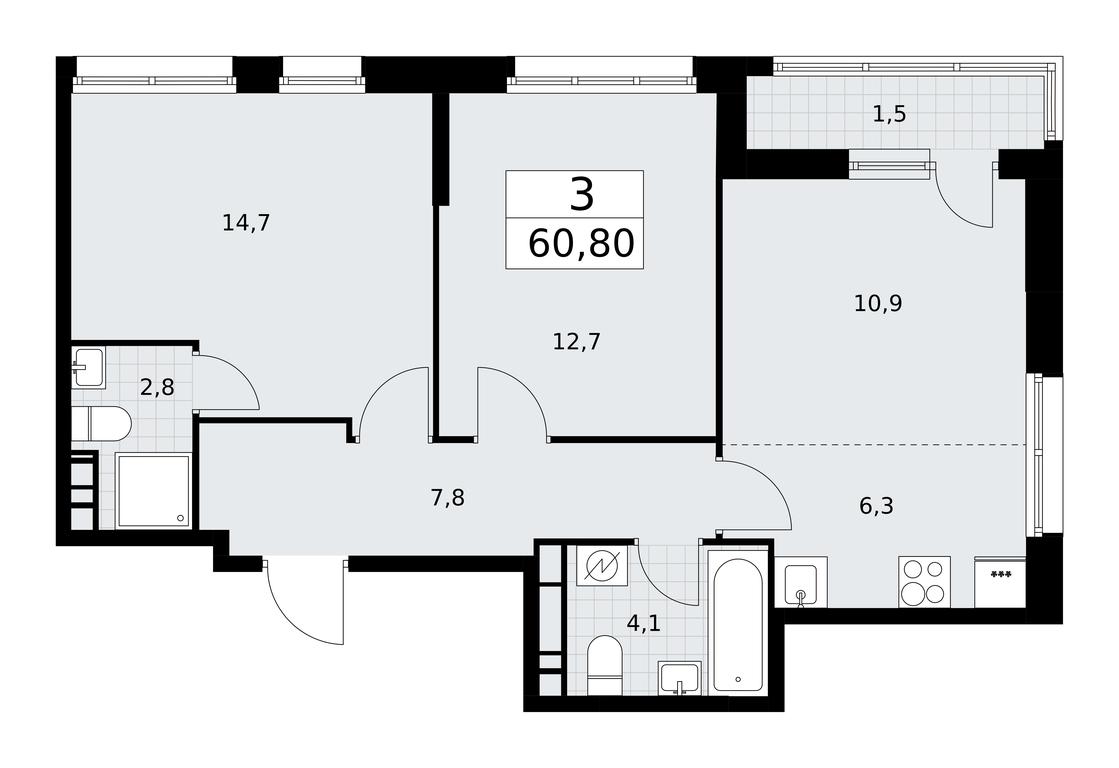 2-BD Apartment Sale, 60.8平方米 at Rodniye Kvartaly, Kvartal № 33, Marushkinskoye Settlement, Moscow, Russia #1 2-BD Apartment Sale, 60.8平方米 at Rodniye Kvartaly, Kvartal № 33, Marushkinskoye Settlement, Moscow, Russia #1