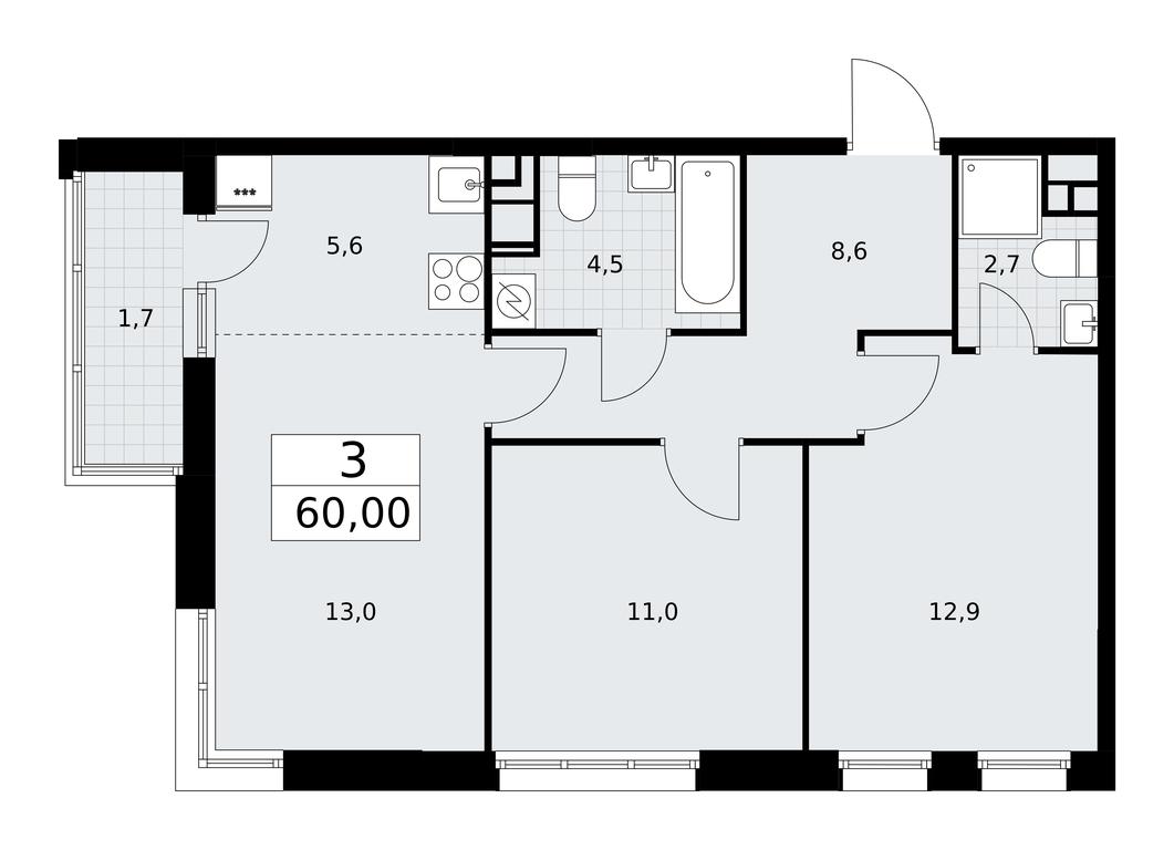 2-BD Apartment Sale, 60 sq. m. at Rodniye Kvartaly, Kvartal № 33, Marushkinskoye Settlement, Moscow, Russia #1 2-BD Apartment Sale, 60 sq. m. at Rodniye Kvartaly, Kvartal № 33, Marushkinskoye Settlement, Moscow, Russia #1