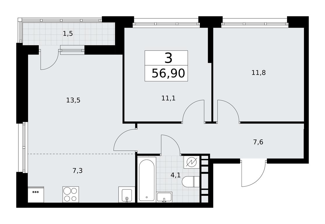 2-BD Apartment Sale, 56.9平方米 at Rodniye Kvartaly, Kvartal № 33, Marushkinskoye Settlement, Moscow, Russia #1 2-BD Apartment Sale, 56.9平方米 at Rodniye Kvartaly, Kvartal № 33, Marushkinskoye Settlement, Moscow, Russia #1