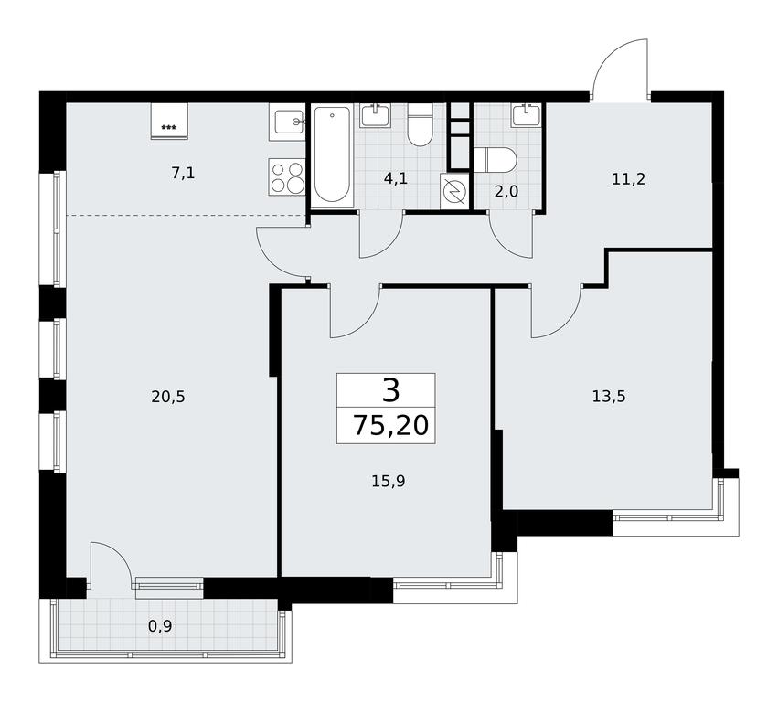 2-BD Apartment Sale, 75.2 sq. m. at Rodniye Kvartaly, Kvartal № 33, Marushkinskoye Settlement, Moscow, Russia #1 2-BD Apartment Sale, 75.2 sq. m. at Rodniye Kvartaly, Kvartal № 33, Marushkinskoye Settlement, Moscow, Russia #1
