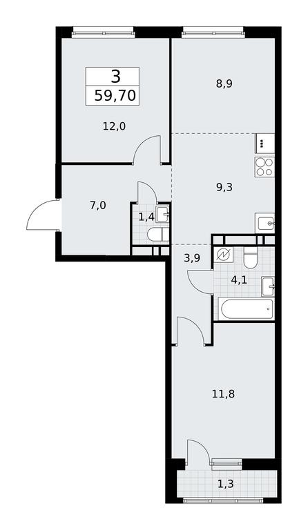 2-BD Apartment Sale, 59.7平方米 at Rodniye Kvartaly, Kvartal № 33, Marushkinskoye Settlement, Moscow, Russia #1 2-BD Apartment Sale, 59.7平方米 at Rodniye Kvartaly, Kvartal № 33, Marushkinskoye Settlement, Moscow, Russia #1