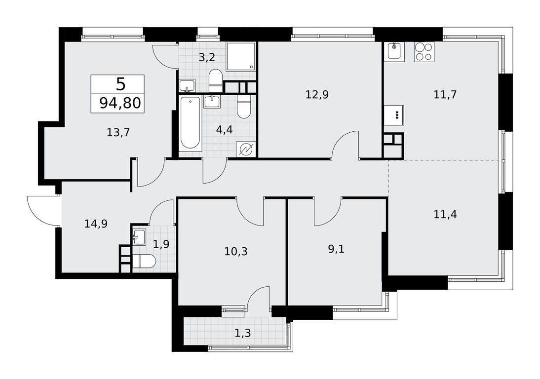 4-BD Apartment Sale, 94.8平方米 at Rodniye Kvartaly, Kvartal № 33, Marushkinskoye Settlement, Moscow, Russia #1 4-BD Apartment Sale, 94.8平方米 at Rodniye Kvartaly, Kvartal № 33, Marushkinskoye Settlement, Moscow, Russia #1