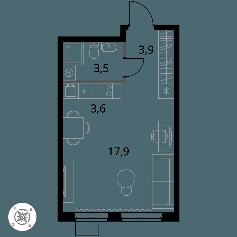 Apartment Sale, 28.9 sq. m. at Pervy Donskoj, zhiloy mikrorayon Sapronovo, derevnya Sapronovo, Leninskiy City District, Moscow Region, Russia #1 Apartment Sale, 28.9 sq. m. at Pervy Donskoj, zhiloy mikrorayon Sapronovo, derevnya Sapronovo, Leninskiy City District, Moscow Region, Russia #1