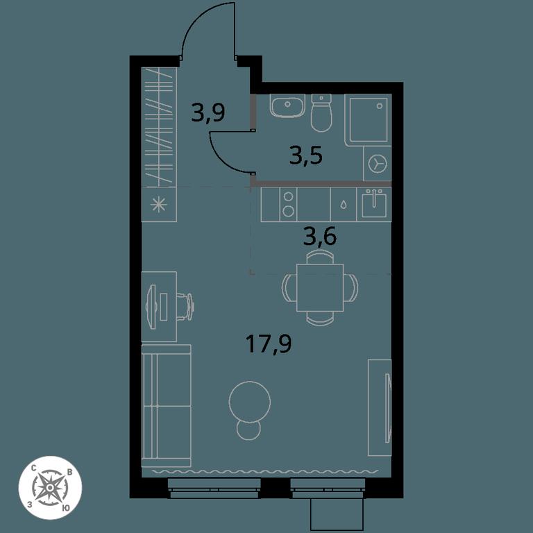 Apartment Sale, 28.9 sq. m. at Pervy Donskoj, zhiloy mikrorayon Sapronovo, derevnya Sapronovo, Leninskiy City District, Moscow Region, Russia #1