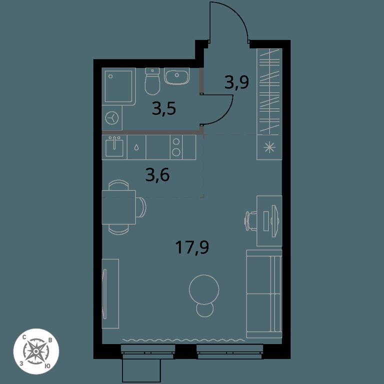 Apartment Sale, 28.9 sq. m. at Pervy Donskoj, zhiloy mikrorayon Sapronovo, derevnya Sapronovo, Leninskiy City District, Moscow Region, Russia #1