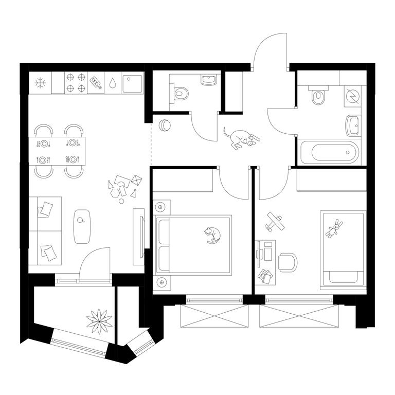 2-BD Apartment Sale, 49.1 sq. m. at Michurinskiy Park, Ozyornaya Street, 44А, Moscow, Russia #1