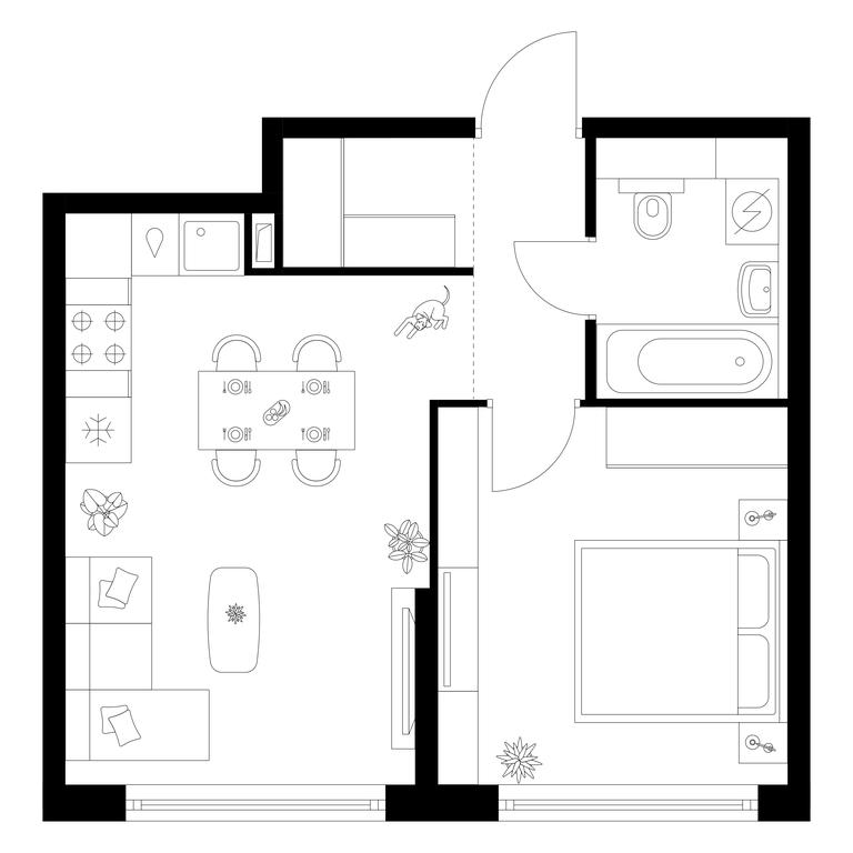 1-BD Apartment Sale, 39.8 sq. m. at Kutuzovskiy Kvartal, Ivana Franko Street, 20к1, Moscow, Russia #1