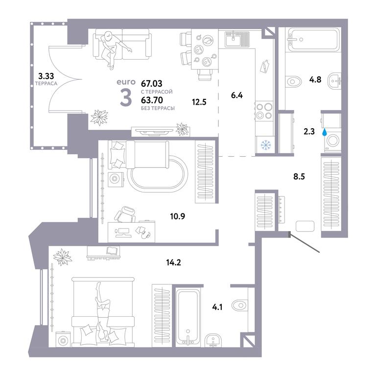 2-BD Apartment Sale, 67.03 sq. m. at Strana.Ozernaya, Ozyornaya Street, 42с7, Moscow, Russia #2 2-BD Apartment Sale, 67.03 sq. m. at Strana.Ozernaya, Ozyornaya Street, 42с7, Moscow, Russia #2