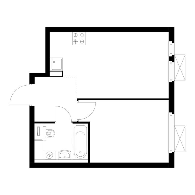 1-BD Apartment Sale, 34.7 sq. m. at Vtoroy Nagatinskiy, 2nd Nagatinsky Drive, 2к1, Moscow, Russia #1