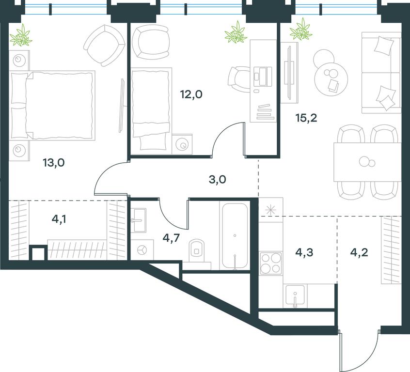 2-BD Apartment Sale, 60.5平方米 at Level Akademicheskaya, Profsoyuznaya Street, 2/22, Moscow, Russia #1 2-BD Apartment Sale, 60.5平方米 at Level Akademicheskaya, Profsoyuznaya Street, 2/22, Moscow, Russia #1