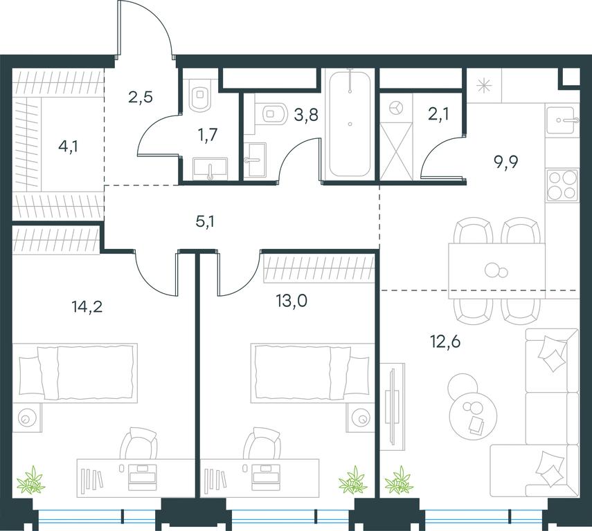 2-BD Apartment Sale, 69 sq. m. at Level Akademicheskaya, Profsoyuznaya Street, 2/22, Moscow, Russia #2 2-BD Apartment Sale, 69 sq. m. at Level Akademicheskaya, Profsoyuznaya Street, 2/22, Moscow, Russia #2
