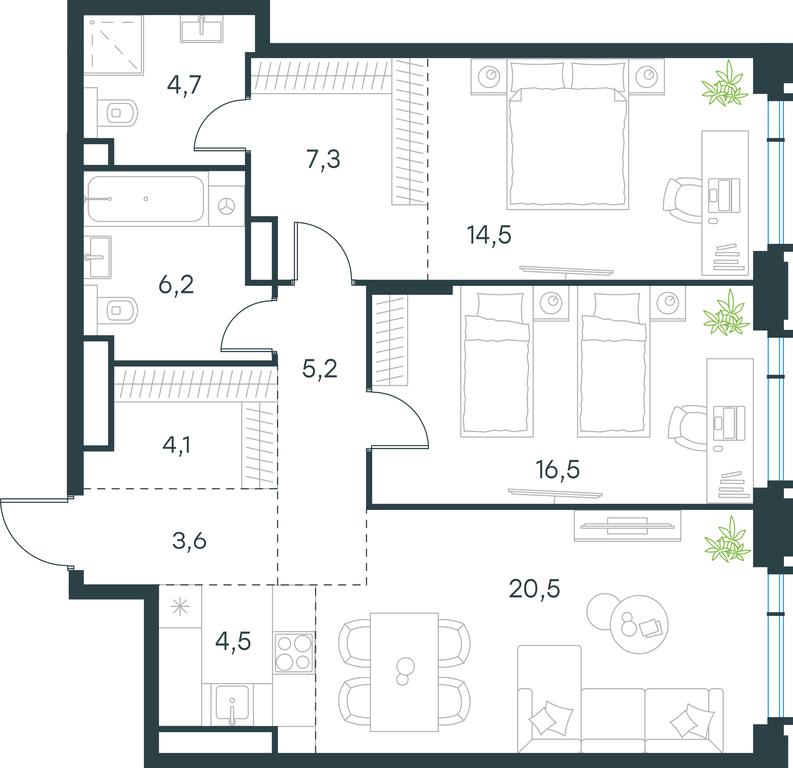 2-BD Apartment Sale, 87.1 sq. m. at Level Akademicheskaya, Profsoyuznaya Street, 2/22, Moscow, Russia #2 2-BD Apartment Sale, 87.1 sq. m. at Level Akademicheskaya, Profsoyuznaya Street, 2/22, Moscow, Russia #2