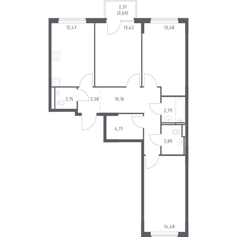 2-BD Apartment Sale, 79.28平方米 at Mytishchi Park, Silikatnaya ulitsa, 41к3, Mytischi, Moscow Region, Russia #1 2-BD Apartment Sale, 79.28平方米 at Mytishchi Park, Silikatnaya ulitsa, 41к3, Mytischi, Moscow Region, Russia #1