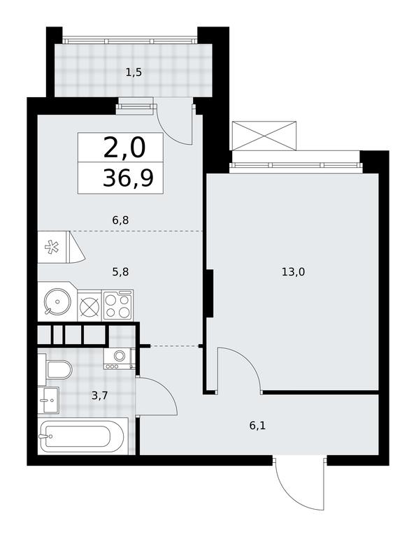 1-BD Apartment Sale, 36.9平方米 at Prokshino, Prokshino Residential Complex, Sosenskoye Settlement, Moscow, Russia #2 1-BD Apartment Sale, 36.9平方米 at Prokshino, Prokshino Residential Complex, Sosenskoye Settlement, Moscow, Russia #2