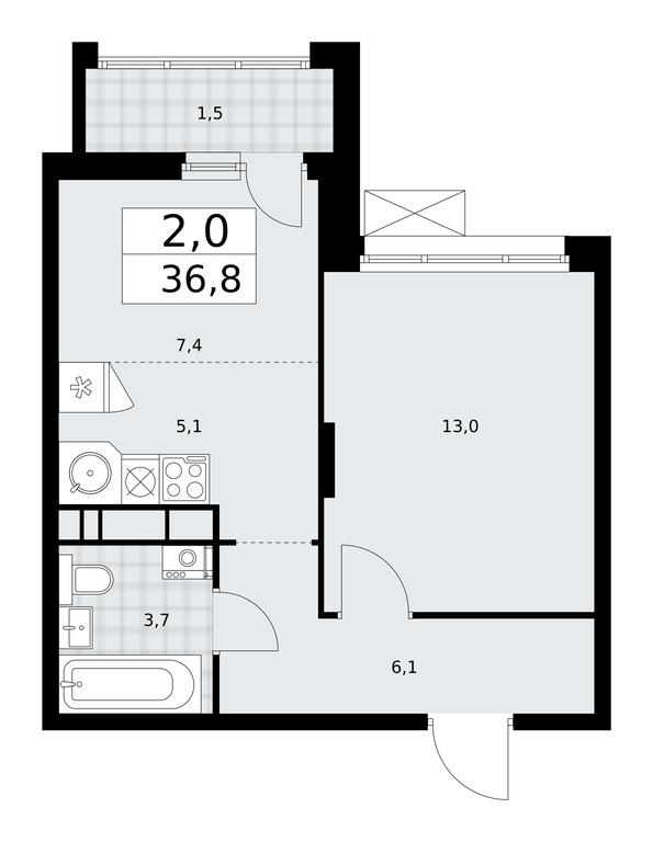 1-BD Apartment Sale, 36.8平方米 at Prokshino, Prokshino Residential Complex, Sosenskoye Settlement, Moscow, Russia #2 1-BD Apartment Sale, 36.8平方米 at Prokshino, Prokshino Residential Complex, Sosenskoye Settlement, Moscow, Russia #2