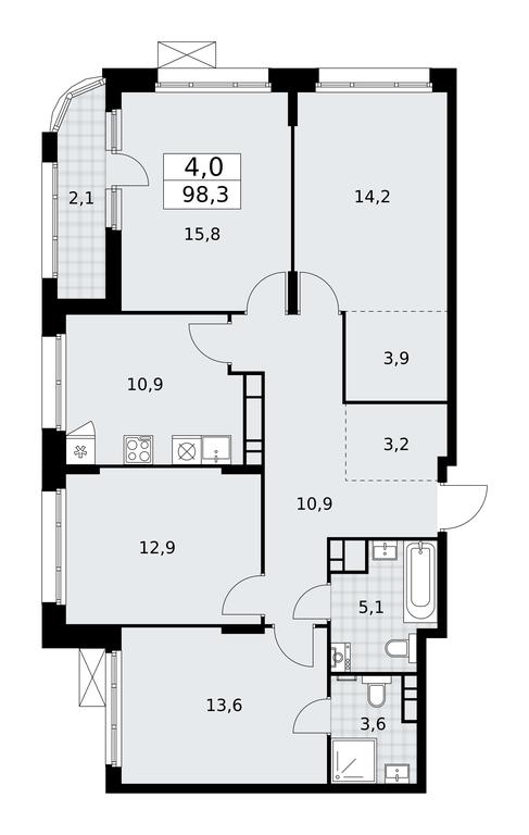 3-BD Apartment Sale, 98.3 sq. m. at Prokshino, Prokshino Residential Complex, Sosenskoye Settlement, Moscow, Russia #2 3-BD Apartment Sale, 98.3 sq. m. at Prokshino, Prokshino Residential Complex, Sosenskoye Settlement, Moscow, Russia #2