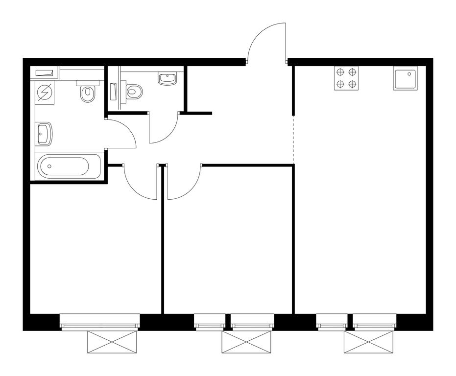 2-BD Apartment Sale, 56.2 sq. m. at Butovo Park 2, Butovo Park Residential Complex, Butovo Work Settlement, Leninskiy City District, Moscow Region, Russia #1