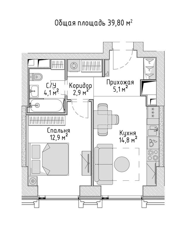 1-BD Apartment Sale, 40.4 sq. m. at City Bay, Volokolamskoye Highway, 95с3, Moscow, Russia #1