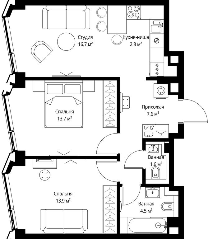 Продажа 2-комн. квартиры, 60,8 м² в ЖК «Симфони 34 (Symphony 34)», 2-я Хуторская улица, 38А, Москва, Россия #2 Продажа 2-комн. квартиры, 60,8 м² в ЖК «Симфони 34 (Symphony 34)», 2-я Хуторская улица, 38А, Москва, Россия #2