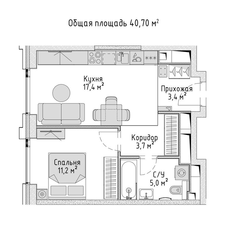 1-BD Apartment Sale, 40.9平方米 at City Bay, Volokolamskoye Highway, 95с3, Moscow, Russia #1 1-BD Apartment Sale, 40.9平方米 at City Bay, Volokolamskoye Highway, 95с3, Moscow, Russia #1