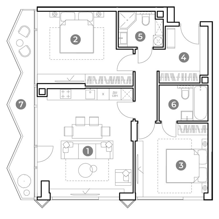 2-BD Apartment Sale, 82.7 sq. m. at Nametkin Tower, Namyotkina Street, 10А, Moscow, Russia #2 2-BD Apartment Sale, 82.7 sq. m. at Nametkin Tower, Namyotkina Street, 10А, Moscow, Russia #2