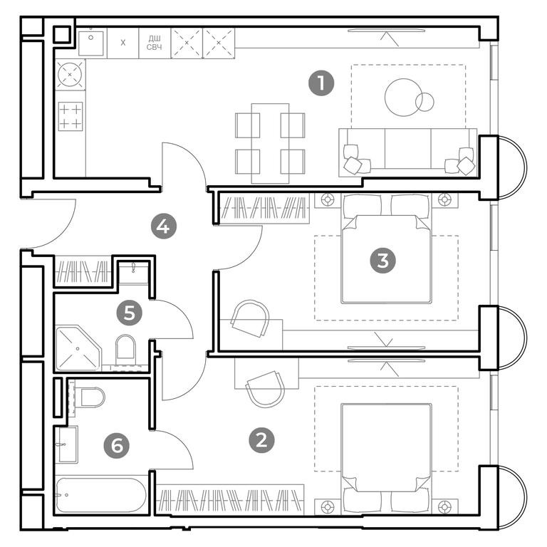 2-BD Apartment Sale, 71.6 sq. m. at Nametkin Tower, Namyotkina Street, 10А, Moscow, Russia #1