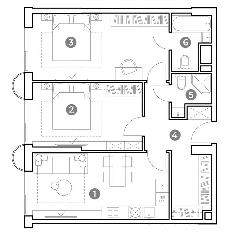 1-BD Apartment Sale, 71.1 sq. m. at Nametkin Tower, Namyotkina Street, 10А, Moscow, Russia #2 1-BD Apartment Sale, 71.1 sq. m. at Nametkin Tower, Namyotkina Street, 10А, Moscow, Russia #2