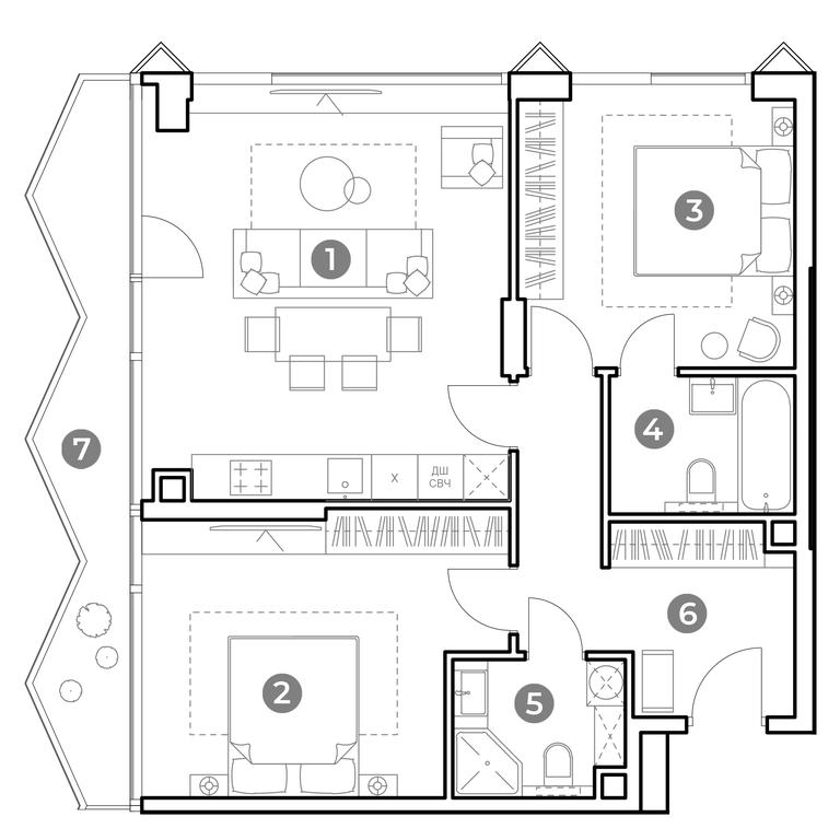 2-BD Apartment Sale, 81.6 sq. m. at Nametkin Tower, Namyotkina Street, 10А, Moscow, Russia #1