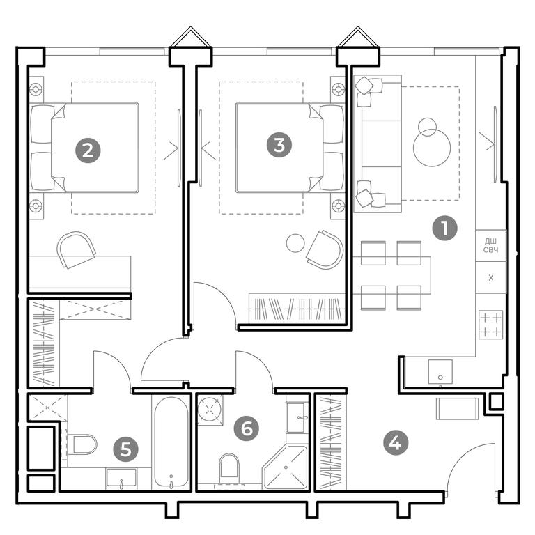 2-BD Apartment Sale, 70.6 sq. m. at Nametkin Tower, Namyotkina Street, 10А, Moscow, Russia #1