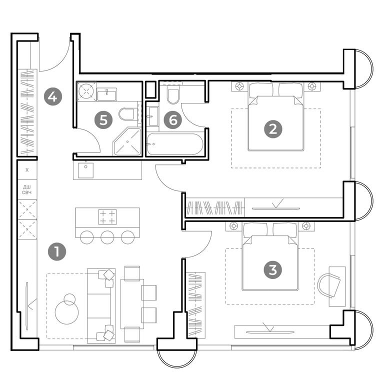 2-BD Apartment Sale, 79.2 sq. m. at Nametkin Tower, Namyotkina Street, 10А, Moscow, Russia #1