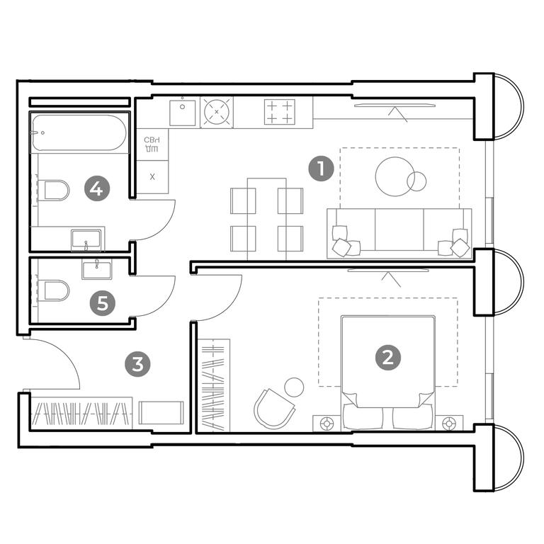 1-BD Apartment Sale, 47.7 sq. m. at Nametkin Tower, Namyotkina Street, 10А, Moscow, Russia #1