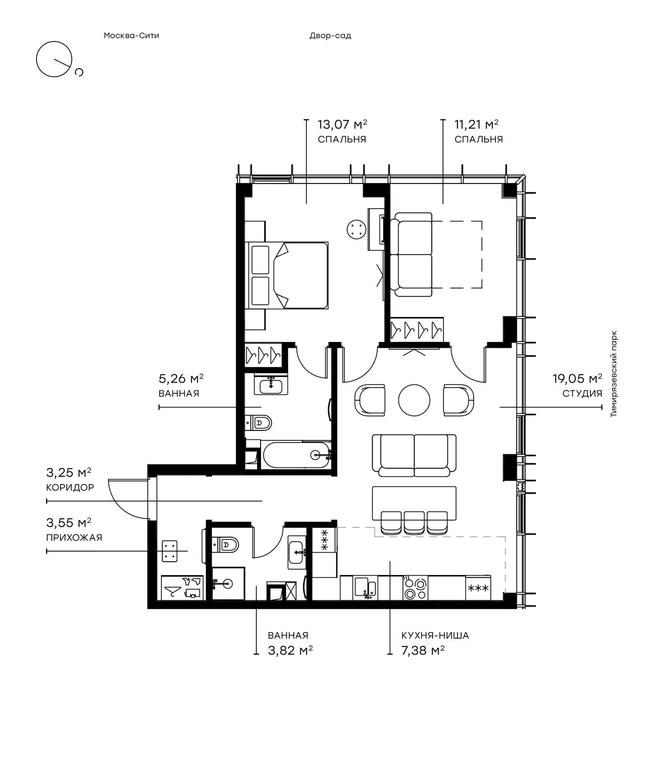 2-BD Apartment Sale, 68 sq. m. at Symphony 34, 2nd Khutorskaya Street, 38А, Moscow, Russia #1 2-BD Apartment Sale, 68 sq. m. at Symphony 34, 2nd Khutorskaya Street, 38А, Moscow, Russia #1