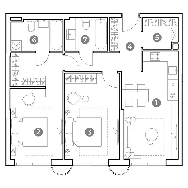 2-BD Apartment Sale, 73.4 sq. m. at Nametkin Tower, Namyotkina Street, 10А, Moscow, Russia #1