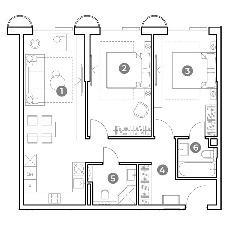 2-BD Apartment Sale, 70.8 sq. m. at Nametkin Tower, Namyotkina Street, 10А, Moscow, Russia #1