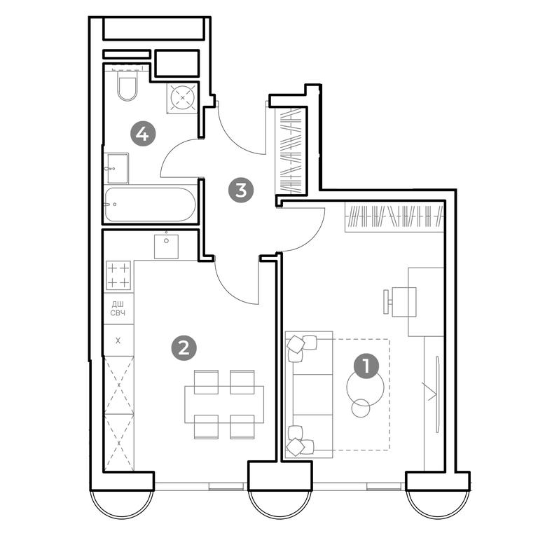 1-BD Apartment Sale, 41.3 sq. m. at Nametkin Tower, Namyotkina Street, 10А, Moscow, Russia #1 1-BD Apartment Sale, 41.3 sq. m. at Nametkin Tower, Namyotkina Street, 10А, Moscow, Russia #1