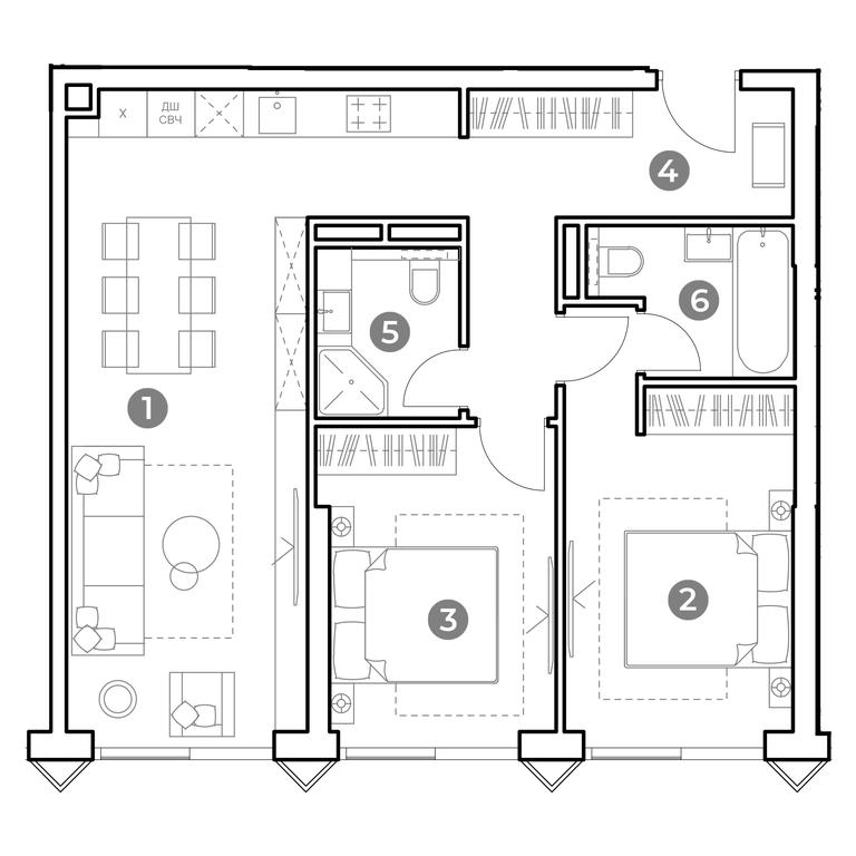 2-BD Apartment Sale, 70.6 sq. m. at Nametkin Tower, Namyotkina Street, 10А, Moscow, Russia #2 2-BD Apartment Sale, 70.6 sq. m. at Nametkin Tower, Namyotkina Street, 10А, Moscow, Russia #2
