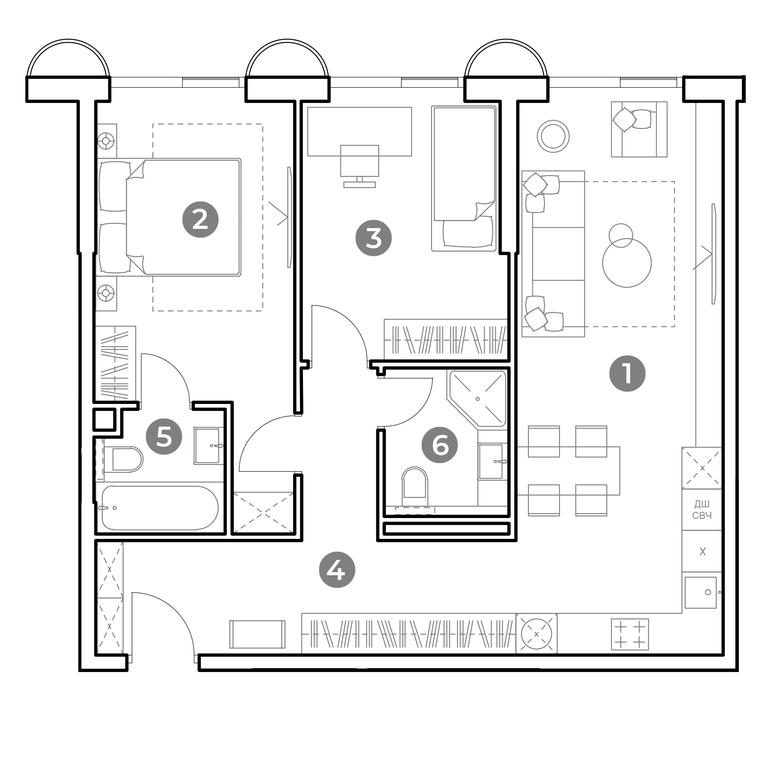 2-BD Apartment Sale, 70.4 sq. m. at Nametkin Tower, Namyotkina Street, 10А, Moscow, Russia #2 2-BD Apartment Sale, 70.4 sq. m. at Nametkin Tower, Namyotkina Street, 10А, Moscow, Russia #2
